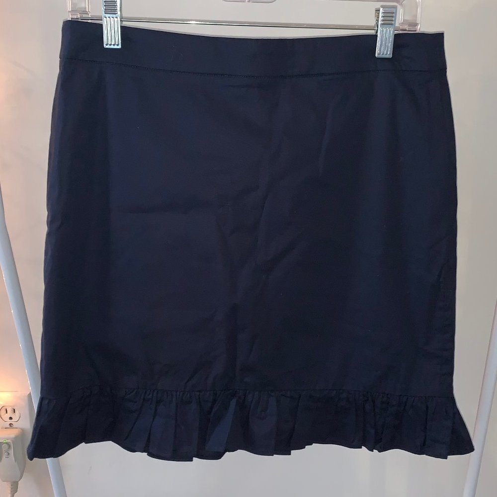 J Crew Navy Skirt with Ruffled Bottom